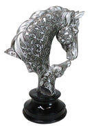 Silver Equine Mother Horse And Foal With Tooled Floral Vines Filigree Figurine