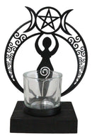 Wicca Danu Spiral Goddess Triple Moon Metal Votive Tea Light Candle Holder
