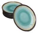 Pack Of 6 Crackle Green Midori Kannyu Round Appetizer Salad Dessert Plates 6.75"