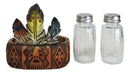 Southwestern Native American Indian Eagle Feathers Glass Salt Pepper Shakers Set