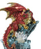 Fantasy Red And Gold Geode Dragon Perching On Crystal Rock Cavern Small Figurine