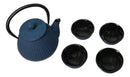 Royal Blue Tokusa Geometry Petite Cast Iron Teapot 10oz With 4 Mini Tea Cups Set