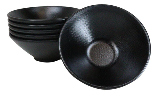Pack Of 6 Black Silk Melamine Ramen Pho Soup Salad Pasta Large Bowls 32oz