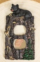 Set of 2 Rustic Forest Black Bears Climbing Tree Double Receptacle Outlet Covers