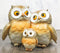 Forest Whimsical Mother Father Owls And Baby Owlet Family Trio Figurine