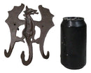 Pack Of 2 Cast Iron Rustic Fantasy Viking Beowulf Dragon 3Pegs Wall Keys Hook