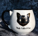 Wicca Magic Coffee Cats Feline Crescent Moon Cat With Gold Tone Ceramic Mug