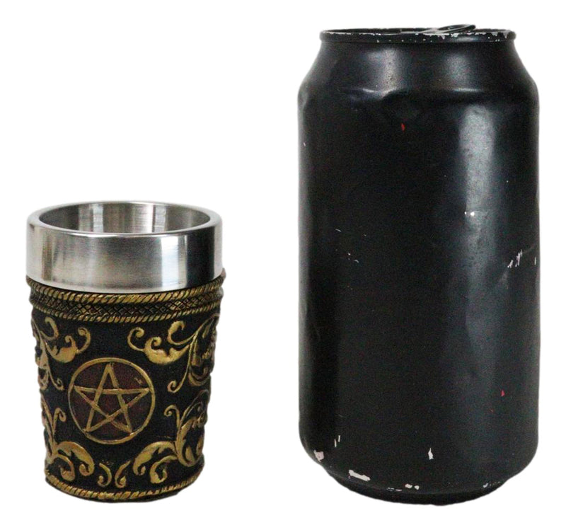 Set Of 2 Occultic Pagan Pentagram Sigil Of Baphomet Sabbatic Goat Shot Glasses