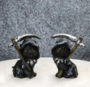 Set of 2 Halloween Grim Reaper Black Cats with Cloak and Scythe Figurines 4" H