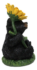 Backwoods Buddies Black Bear with Sunflower Figurine Rustic Woodland Accent