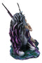 Purple Tribal Fairy Sitting With Midnight Key Lock Dark Unicorn Figurine 14.5"L