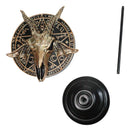 Pentagram Sabbatic Goat Baphomet Masque Ornament On Pole Stand Or Wall Sculpture
