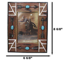 Southwest Boho Native Indian Turquoise Arrows Faux Wooden 4"X6" Picture Frame