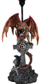 Red Gold Armored Dragon On Celtic Knotwork High Cross With Crystal Table Lamp