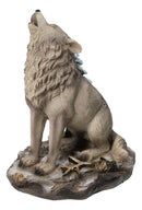 Wild Heritage Call of the Wild Howling Gray Wolf By Snowy Pine Tree Figurine