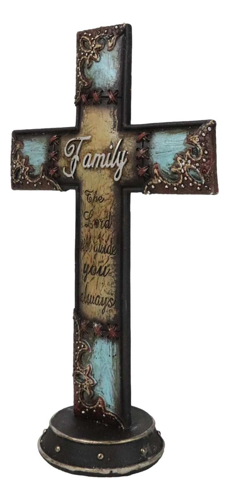 Turquoise Rustic Tuscany Family The Lord Will Guide You Always Desktop Cross
