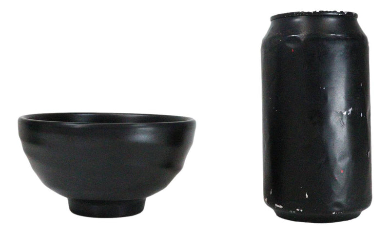 Pack Of 6 Modern Matte Black Melamine Small Round Soup Appetizer Rice Bowls 10oz