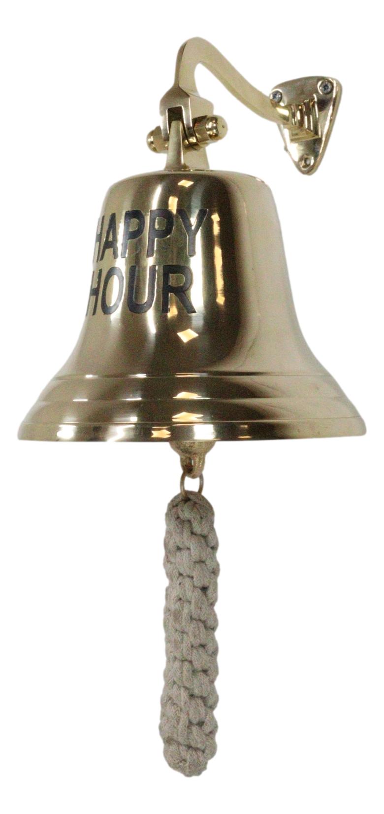 Nautical Marine Antiqued Brass Happy Hour Bell Wall Decor Dinner Bells Accent