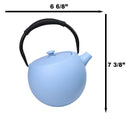 Pastel Blue Minimalistic Tilted Round Cast Iron Teapot 28oz Tea Pot With Handle