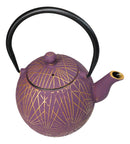 Spherical Purple With Gold Yarn Tetsubin Medium Cast Iron Teapot 28oz Tea Pot