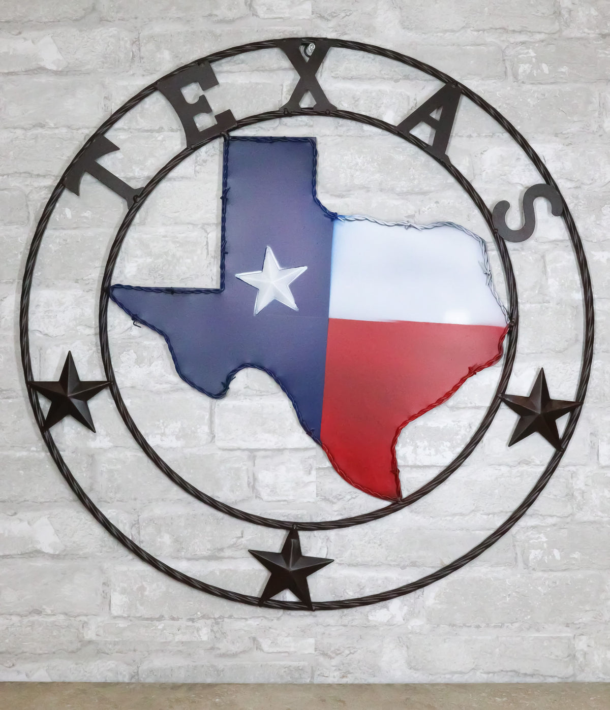 24"D Western Large Texas Lone Star State Map Patriotic Flag Wall Circle Sign