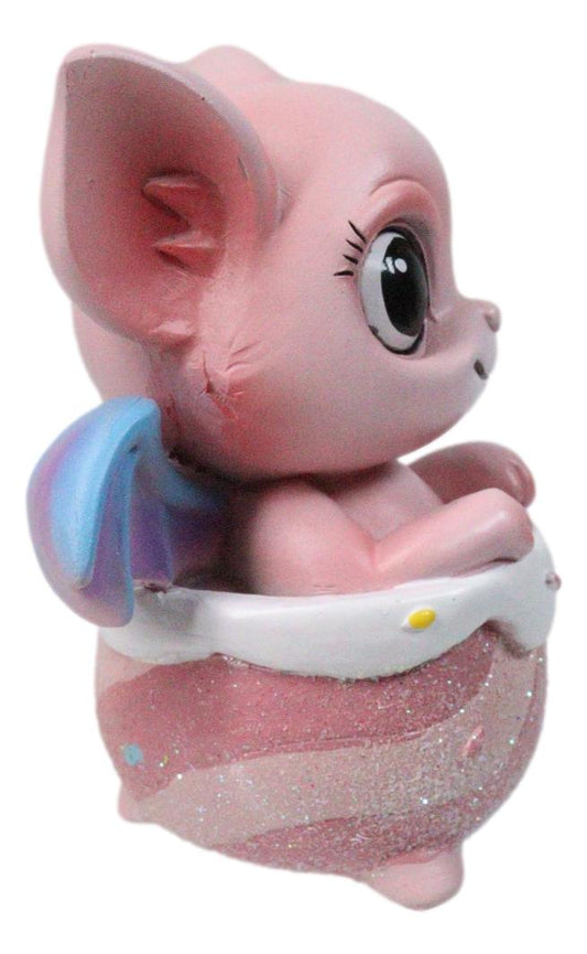 Pink Taffy Drake Potion Pals Small Baby Dragon Imp Sitting in Cauldron Figurine