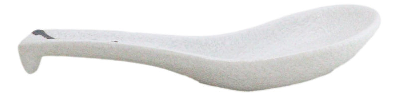 Pack of 6 Yukino Hana Collection Ceramic Asian Soup Spoons With Hook 5.75"L