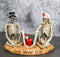 Love Never Dies Skeleton Bridal Wedding Couple With Rose by Red Heart Figurine