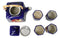 Golden Crane With Red Moon Blue Ceramic Hexagonal Teapot With 4 Tea Cups Set