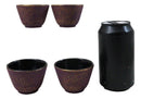Pack Of 4 Burgundy Red With Gold Cast Iron Tetsubin Textured Tea Cups 3oz