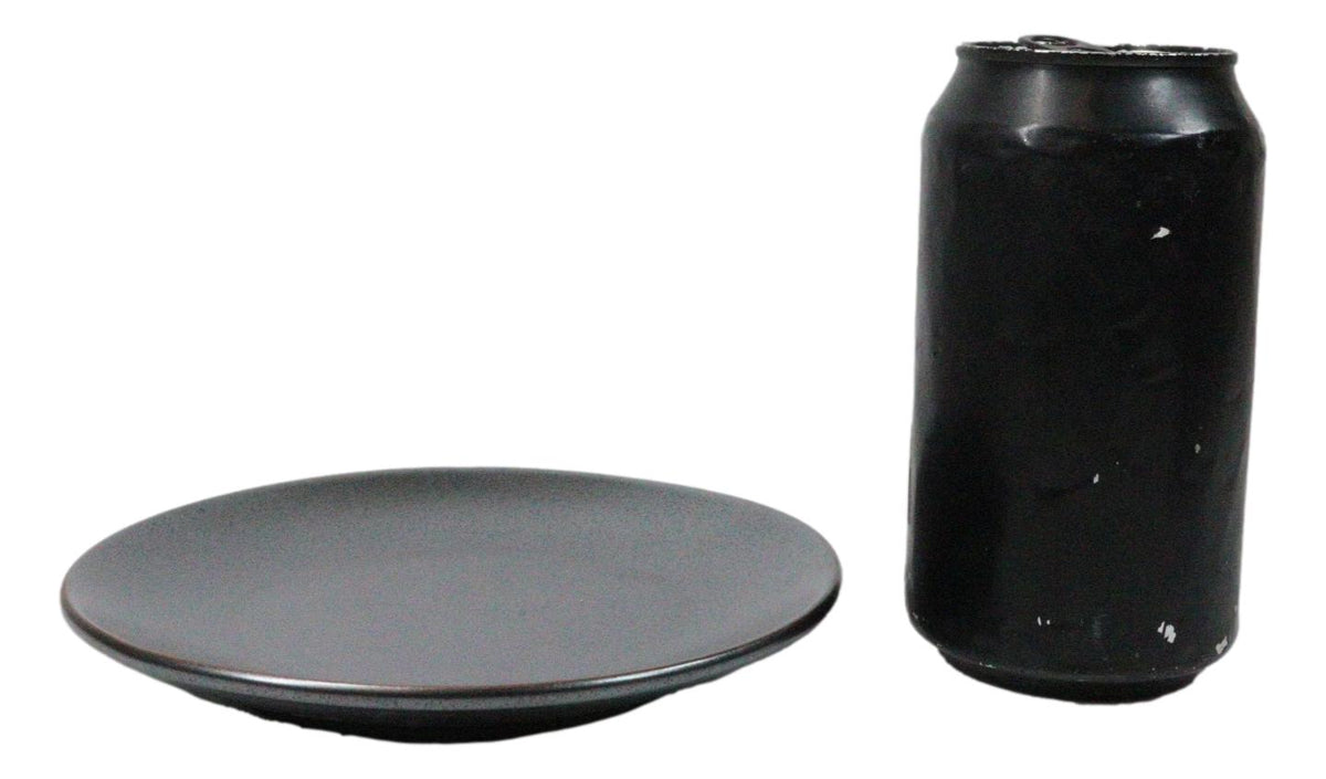 Set Of 5 Black Tetsu Kesho Round Appetizer Dessert Salad Ceramic Plates 6"D
