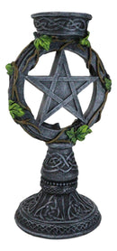 Wicca Pentagram Star In Circle With Celtic Knotwork Ivy Vine Votive Candleholder