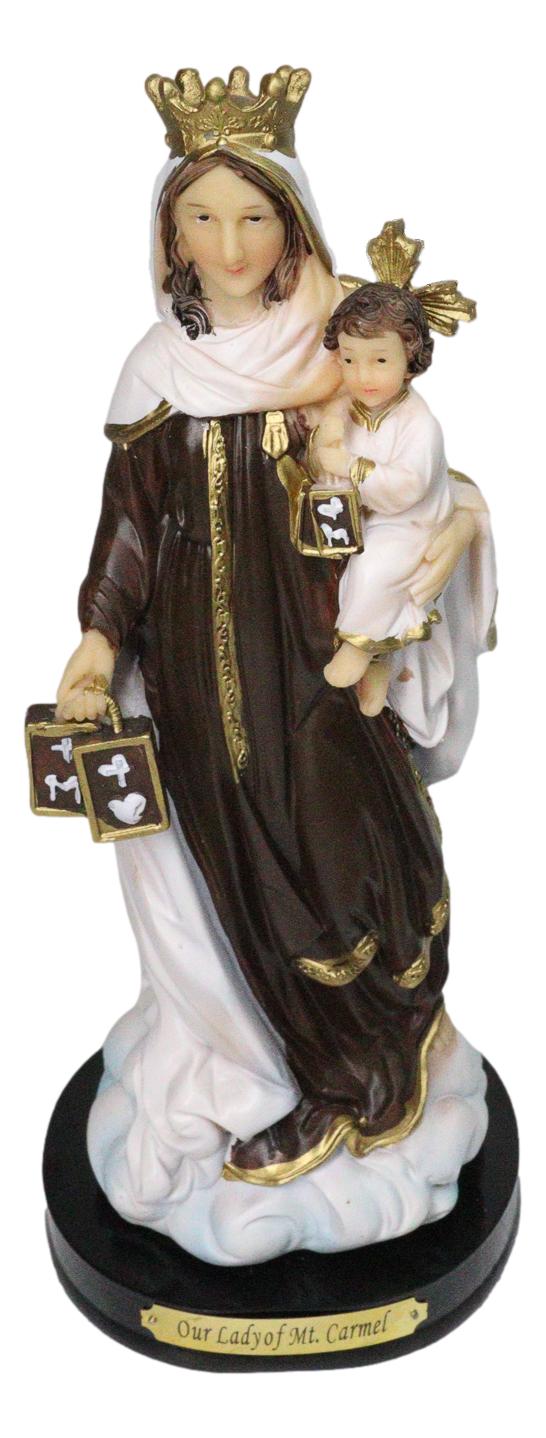 Our Lady of Mount Carmel Virgin Mary Carrying Child Jesus Figurine with Base
