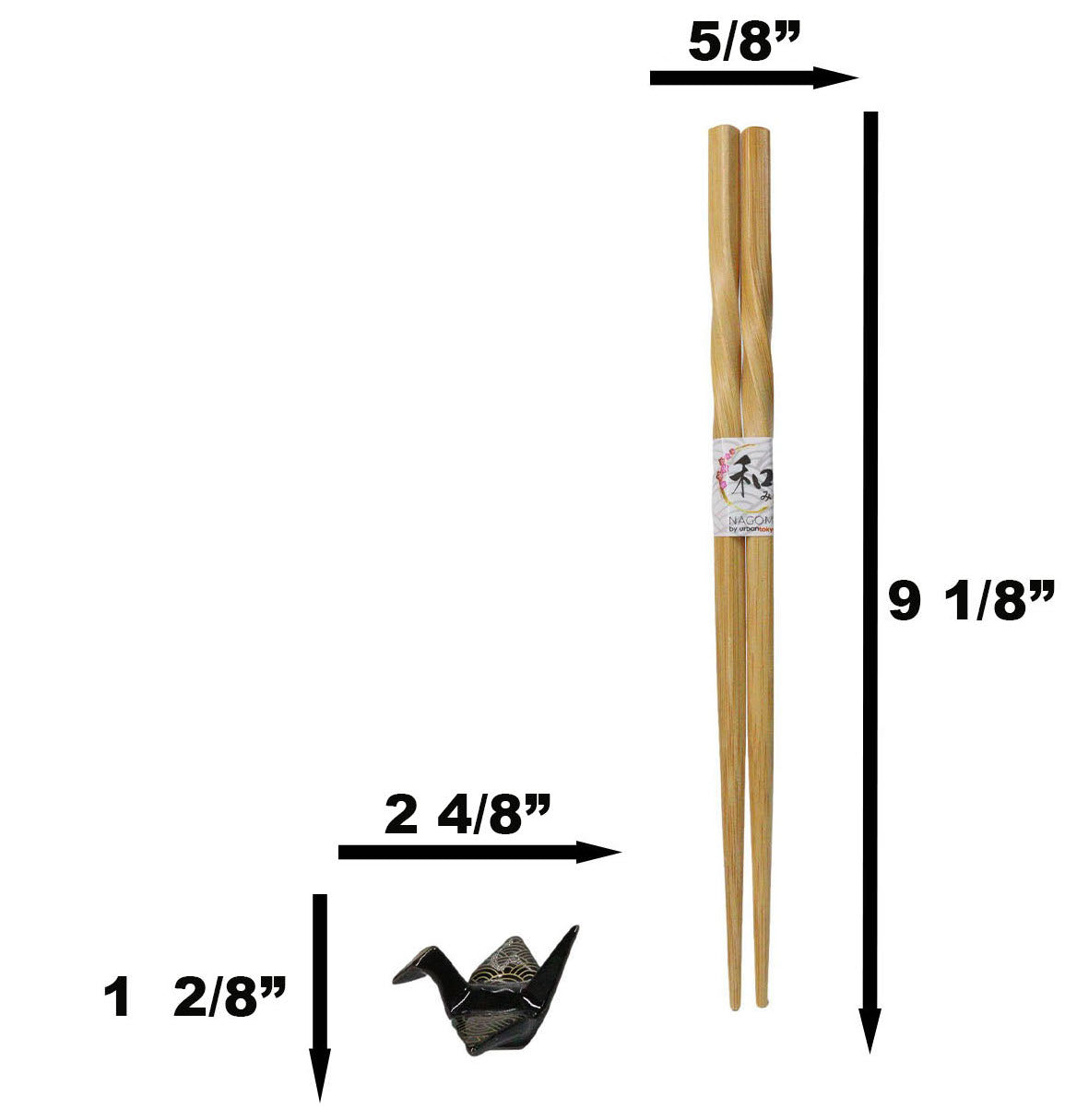 Blue And Black Seigaiha Artful Cranes Set of 2 Chopsticks And Ceramic Rests Set