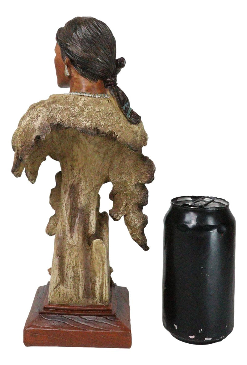 Tribal Native American Indian Lady Princess with Eagle Feathers Bust Figurine