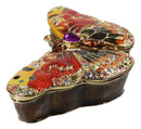 Red Monarch Butterfly Pewter Austrian Crystals Bejewelled Trinket Jewelry Box