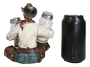 Western Wrangler Cowboy With Hat Scarf And Chaps Salt Pepper Shakers Holder Set