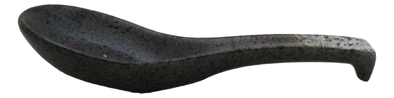 Pack of 6 Charcoal Grey Tone Hakumu Ceramic Asian Soup Spoons With Hook 5.75"L