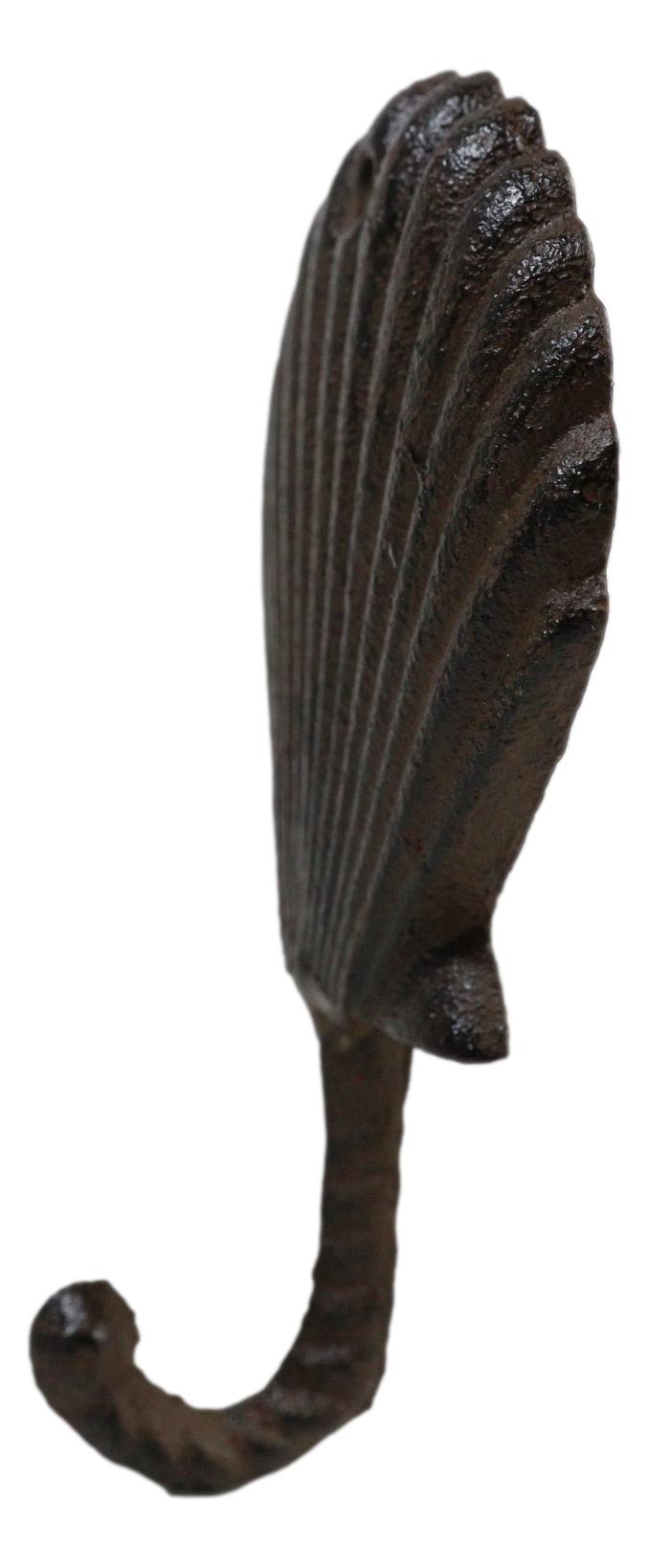Pack Of Two Cast Iron Coastal Marine Ocean Scallop Shell Wall Coat Hook Hangers