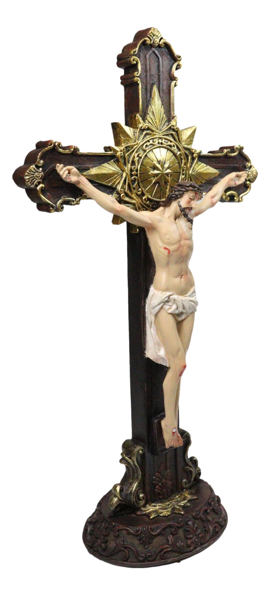 Passion of Jesus Christ Crucified On The Cross With Pointed Star Desktop Plaque
