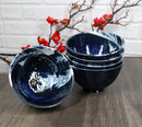Set Of 5 Blue Japanese Hokusai Great Wave Porcelain Soup Rice Dessert Bowls 10oz