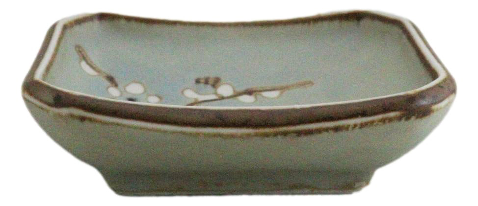 Set Of 6 Japanese Soushun Sakura Porcelain Soy Sauce Rectangular Dipping Bowls - Ebros Gift