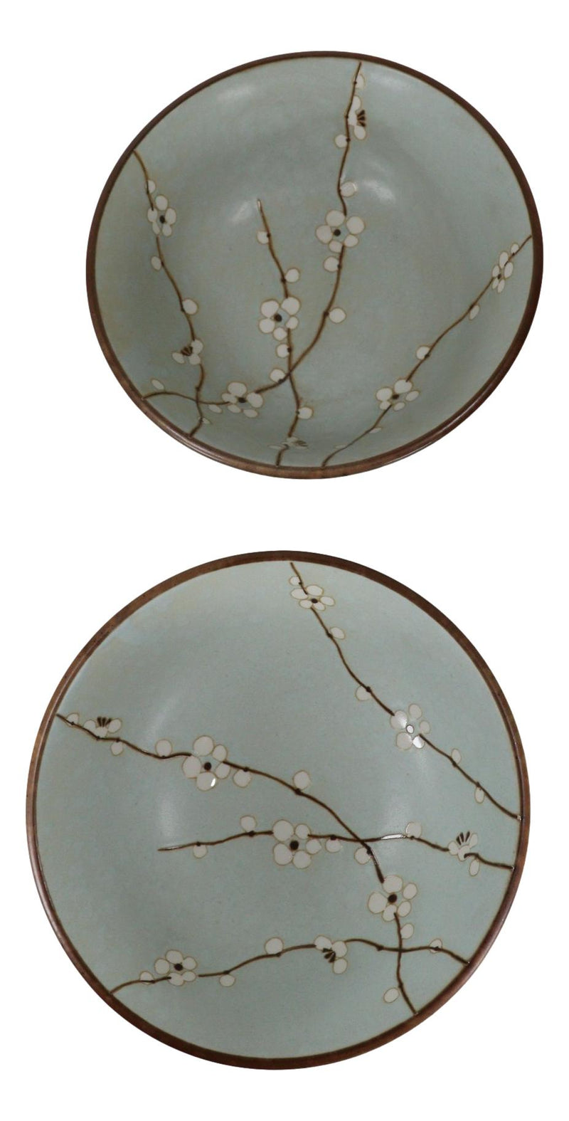 Made In Japan Set of 2 Sakura Cherry Blossoms Blue Plum Ramen Soup Bowls 42 oz