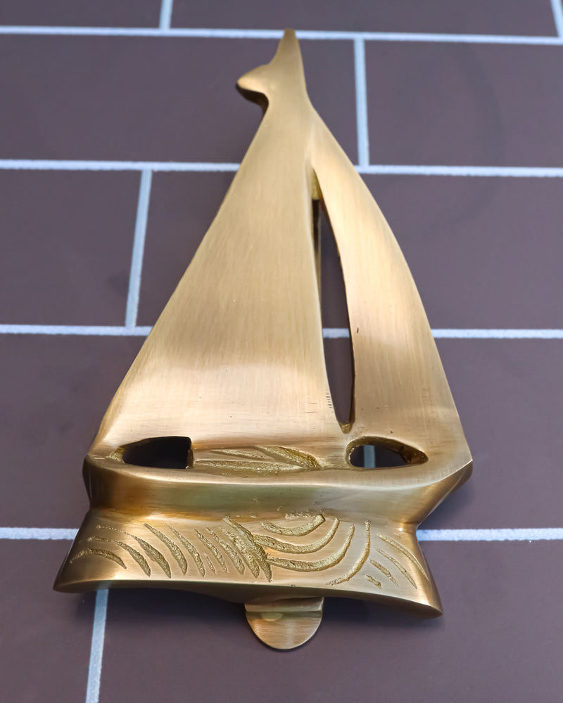 Nautical Brass Metal Golden Sailor Sailboat Boat Ship Door Knocker Sculpture
