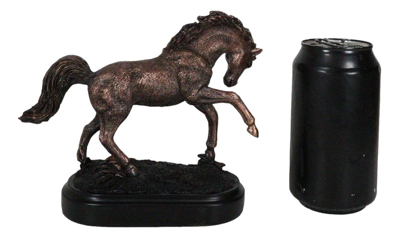 Rustic Western Country Stallion Horse Textured Bronze Resin Figurine With Base