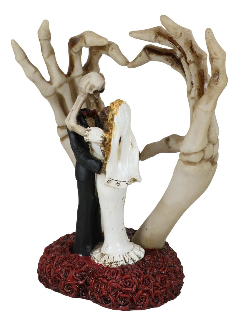 Love Never Dies Skeleton Bride & Groom With Skeletal Hands Wedding Arch Figurine