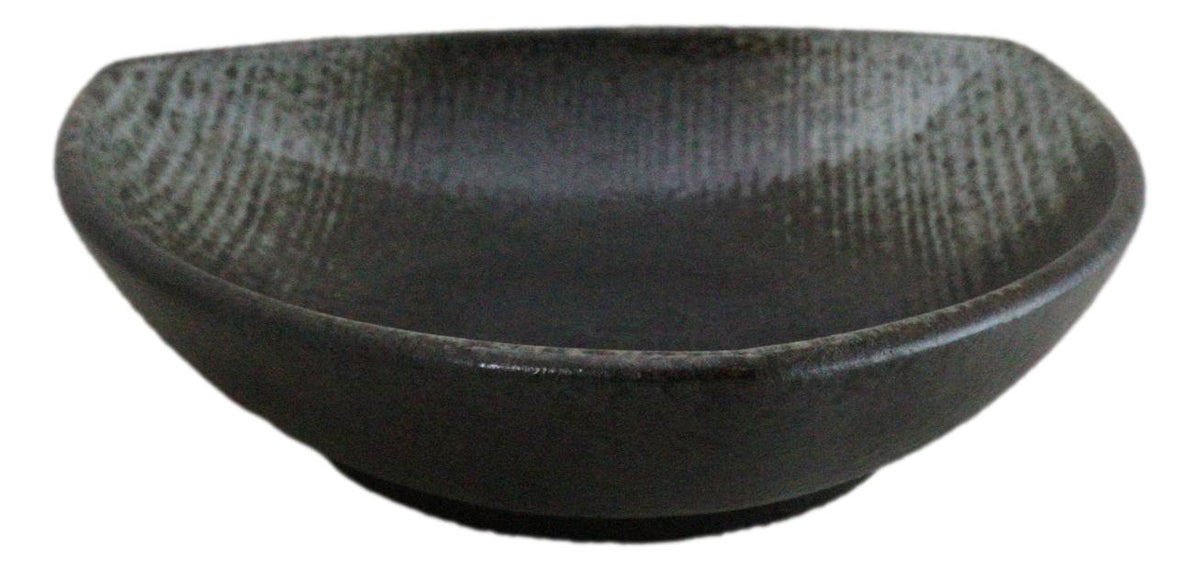 Set Of 5 Charcoal Grey Hakumu Ceramic Appetizer Salad Triangular Deep Plates