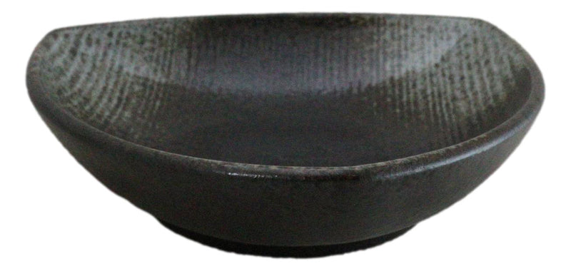 Set Of 5 Charcoal Grey Hakumu Ceramic Appetizer Salad Triangular Deep Plates