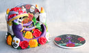 Gothic Sugar Skull Day of The Dead Roses And Flowers Lady Catrina Coaster Set
