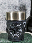 Set Of 4 Gothic Arachnid Black Giant Spider With Webs Shooter Shot Glasses
